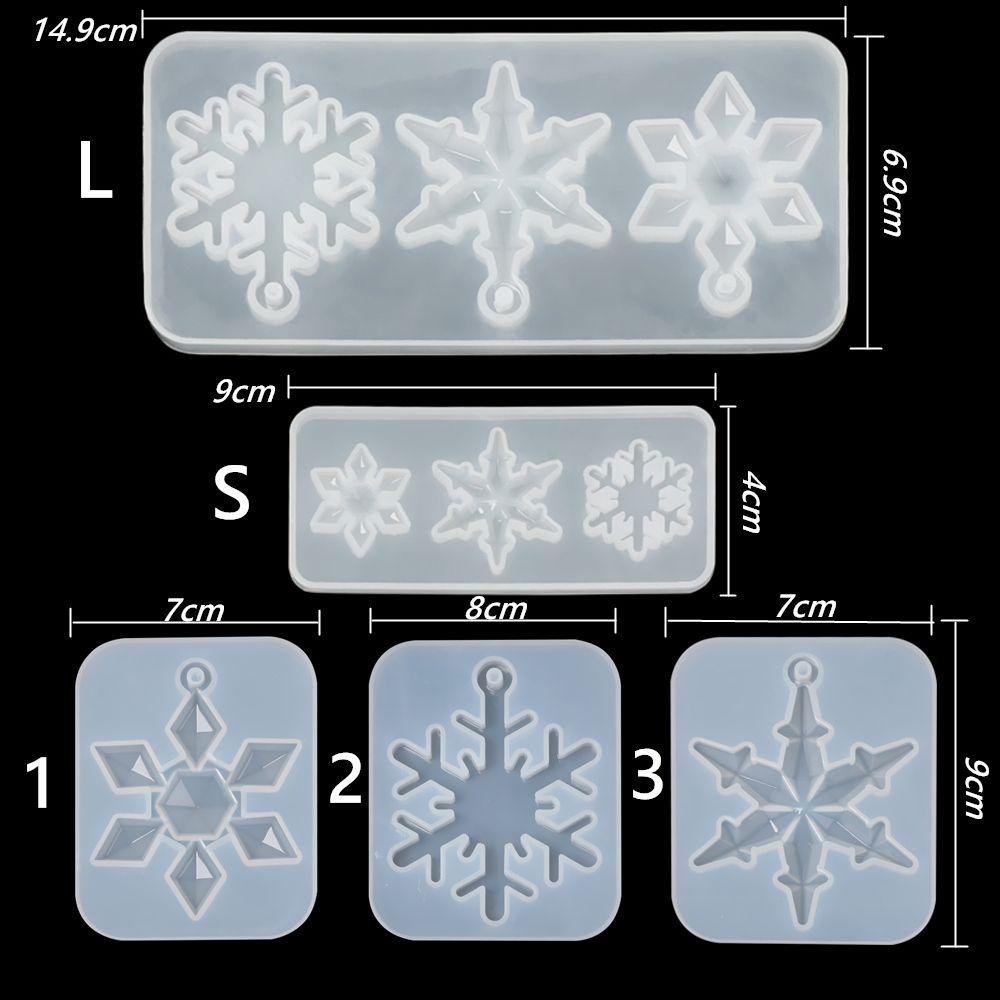 Solighter Cetakan Pengecoran Resin 3D Dropping Glue Snowflake Keychain Mold