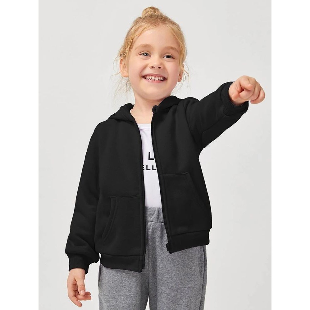 Jaket anak polos perempuan dan laki laki umur 5 tahun bahan fleece tebal dan lembut