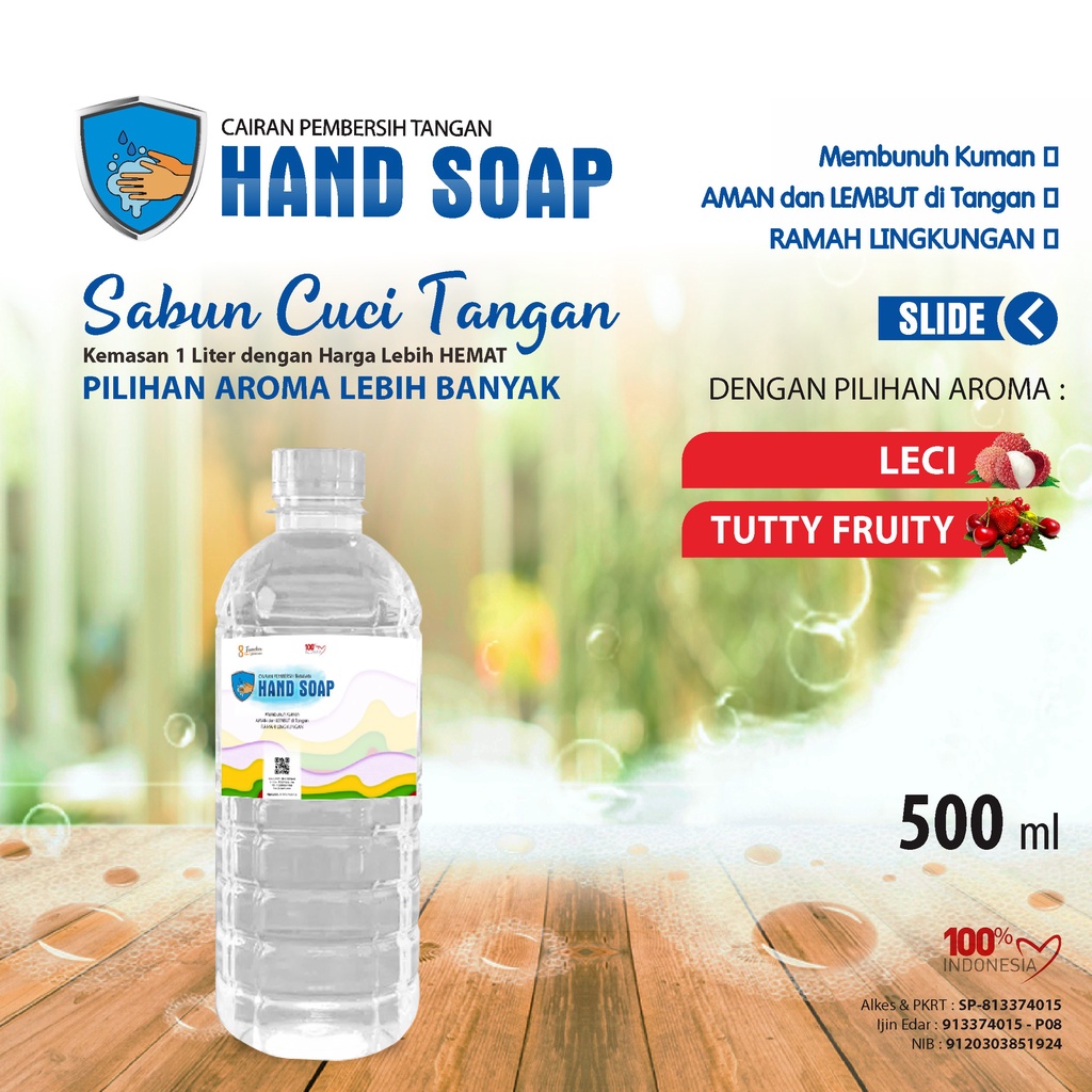 Sabun Cuci Tangan Aroma Segar 500 ml Botol Pet / Handsoap Aroma Segar 500 ml