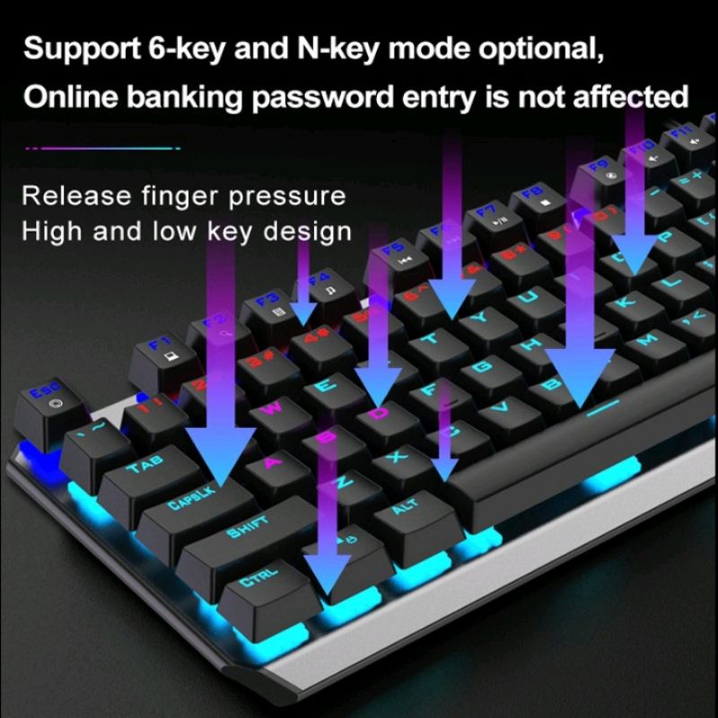 Keyboard usb Gaming Mechanical AULA F-2066 II Blue Switch - Rainbow 20 kinds (aula original/suport otg