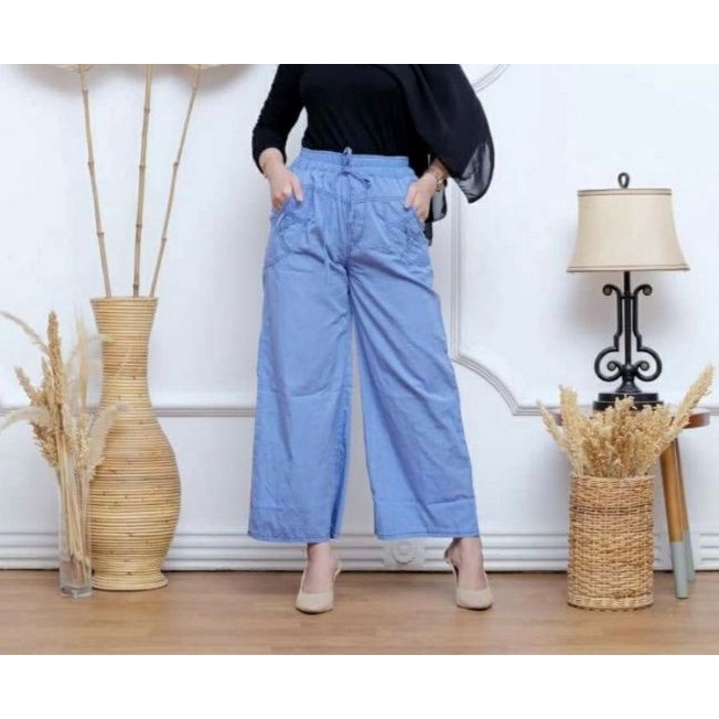 Celana Panjang Kulot Standart Semi Jeans / Celana Kulot Fit To XL / Celana Kulot Wanita-1