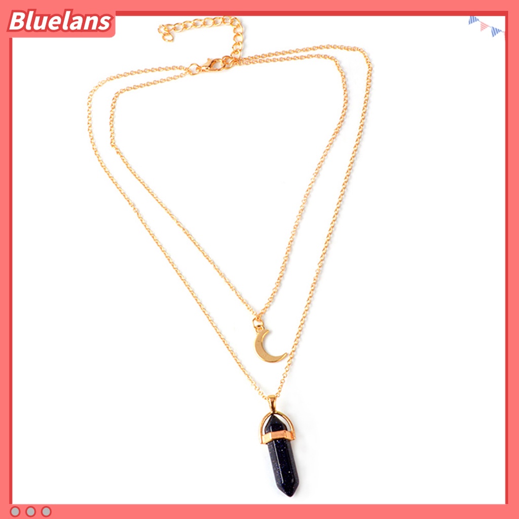 Kalung Dengan Liontin Bentuk Bulan Heksagonal Berlapis Untuk Kencan