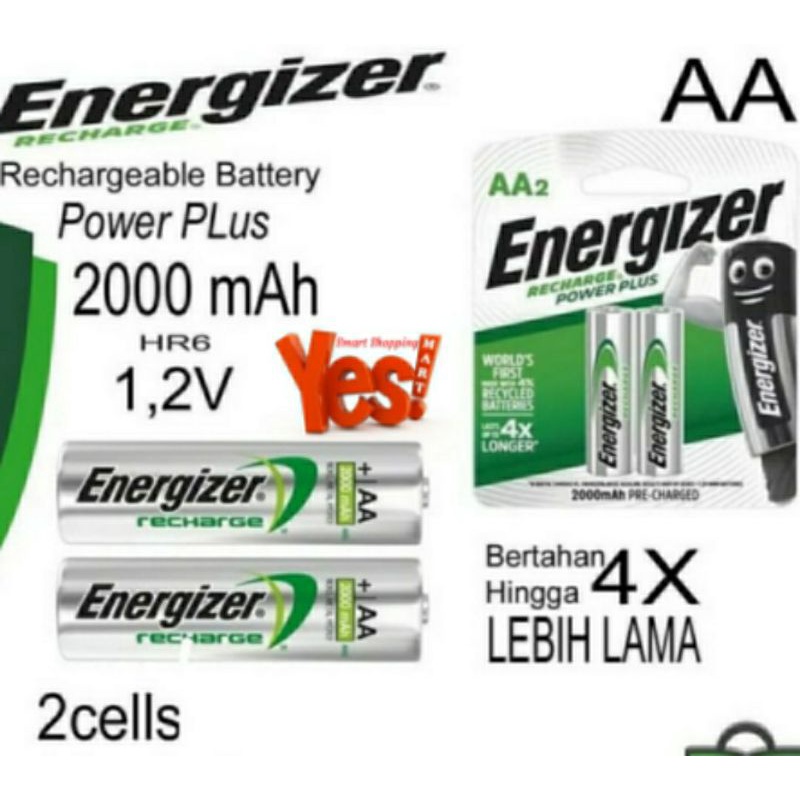 Energizer 2pc Battery AA Rechargeable Power Plus