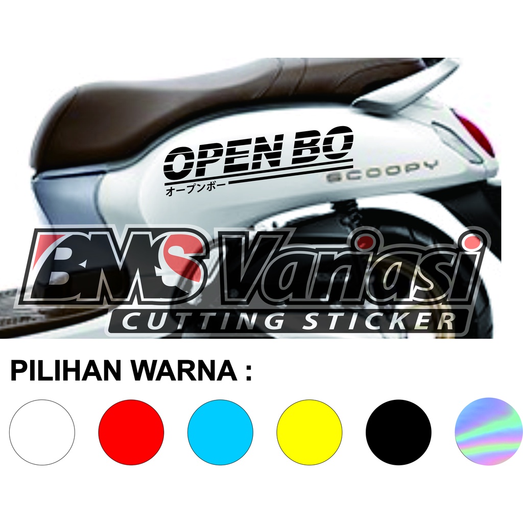 stiker OPEN BO kanji cutting stiker motor scoopy,genio,vespa dll