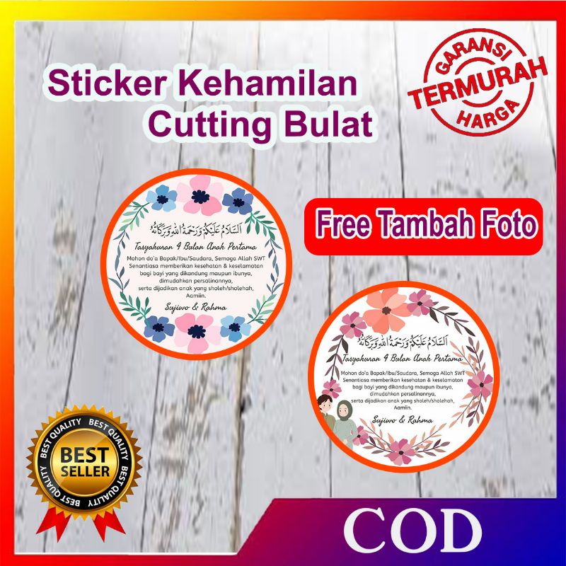 

stiker tasyakuran kehamilan 4 bulan 7 bulanan bulat