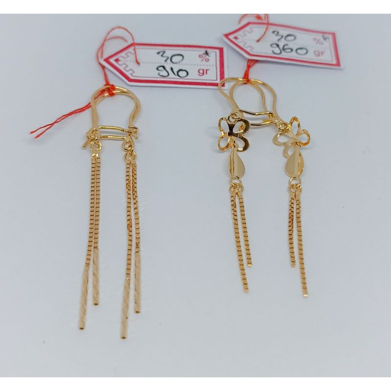 Anting italy panjang emas asli 300%