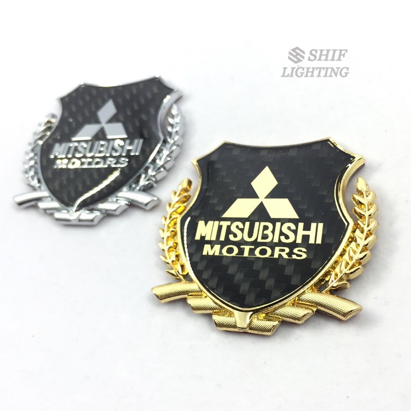 1pc Stiker Emblem Logo MITSUBISHI Bahan Metal Carbon Fiber Untuk Jendela Bagasi Mobil