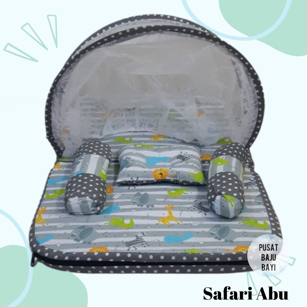 Kasur Bayi Kelambu PREMIUM Lipat Set Bantal Guling / Kasur Kelambu Lipat Bayi