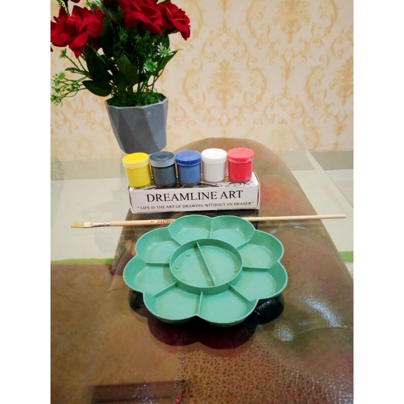 

CAT ACRYLIC KUAS PALET / PAKET LENGKAP MELUKIS / PAKET HEMAT MELUKIS