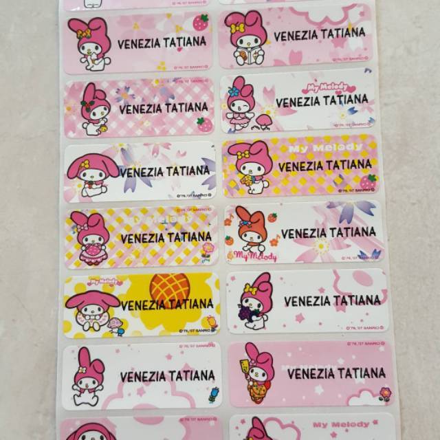 

My melody Label nama sticker label name waterproof