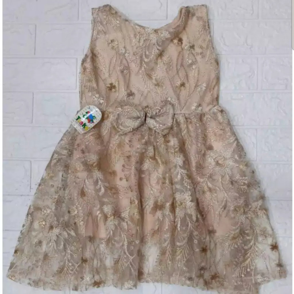 Dress Anak Full Brukat Lengan Buntung / Yukensi/Bisa Pilih Warna / Dress Pesta