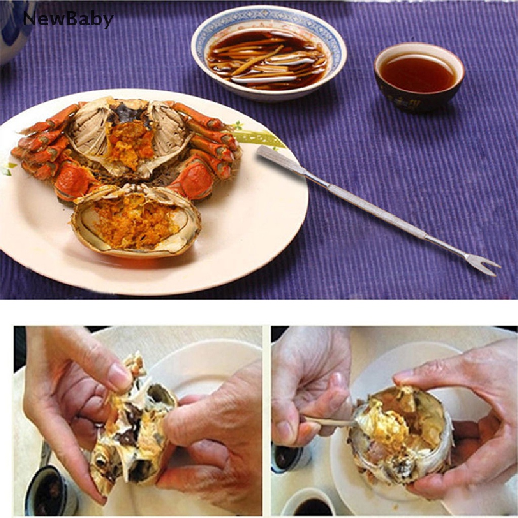 NewBaby 4pcs Stainless Steel Lobster Crab Needle Walnut Needle Fruit Fork Seafood Tools ID