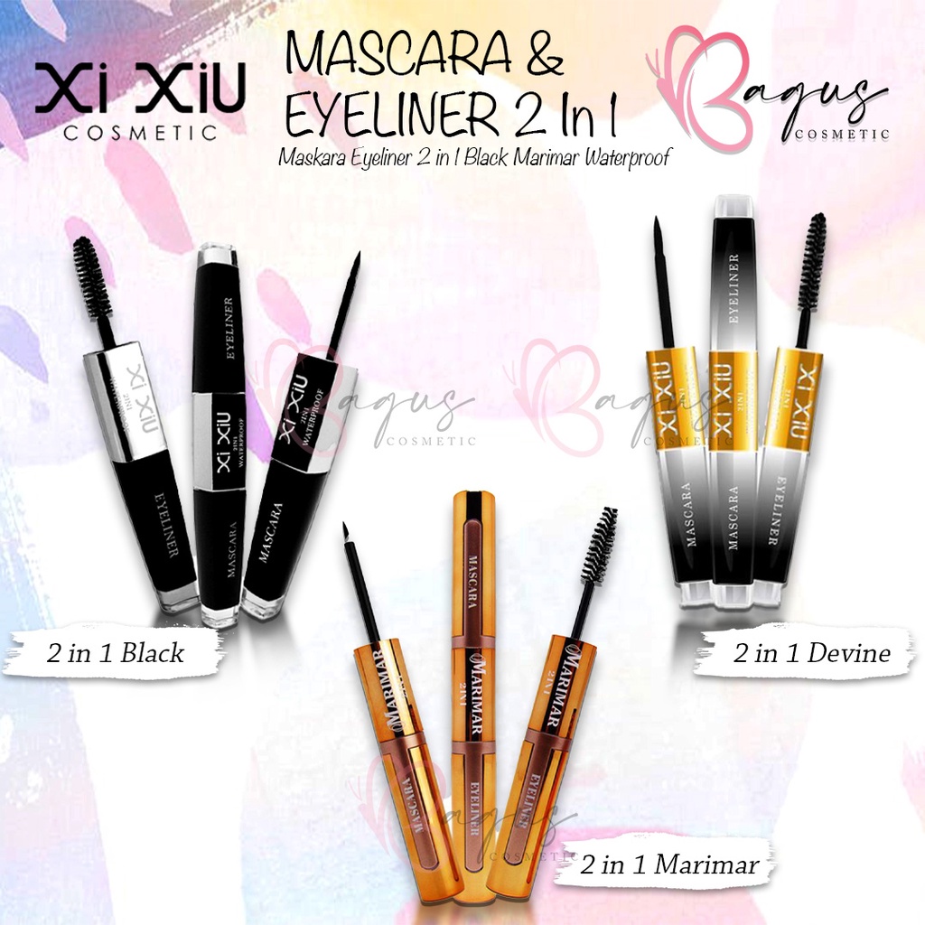 ⭐BAGUS⭐ XI XIU MASCARA &amp; EYELINER 2 IN 1 / DIVINE | Maskara Eyeliner 2 in 1 Black Marimar Waterproof