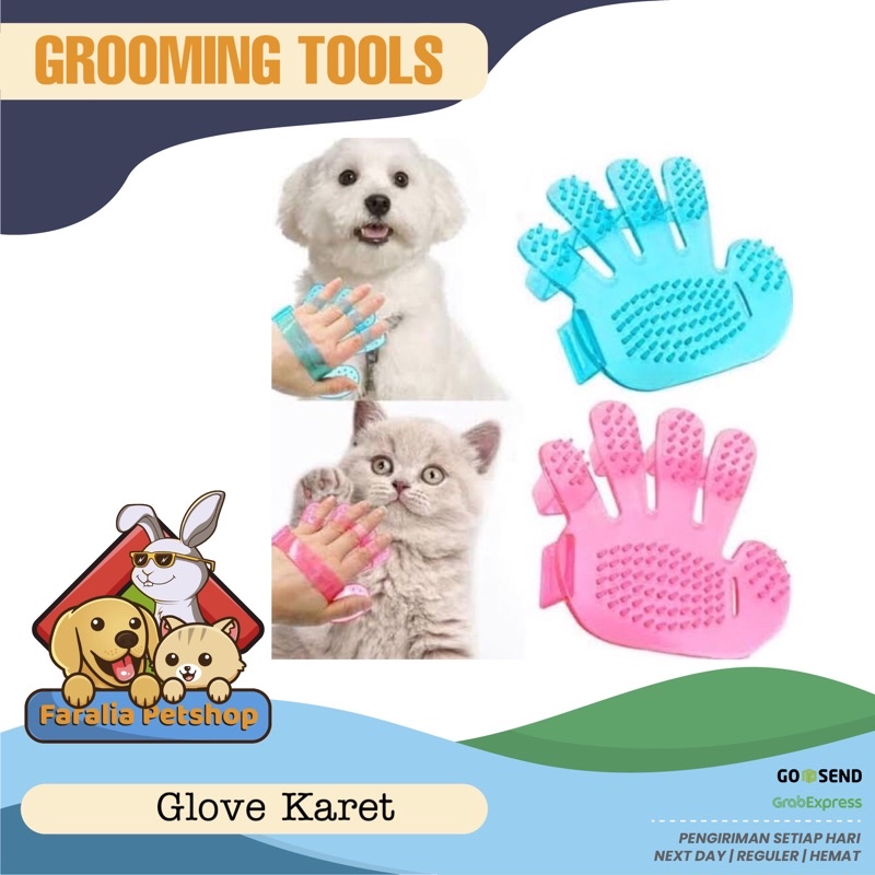 Pet Brush Deshedding Glove Sarung Tangan Grooming Kucing Anjing Karet Gloves