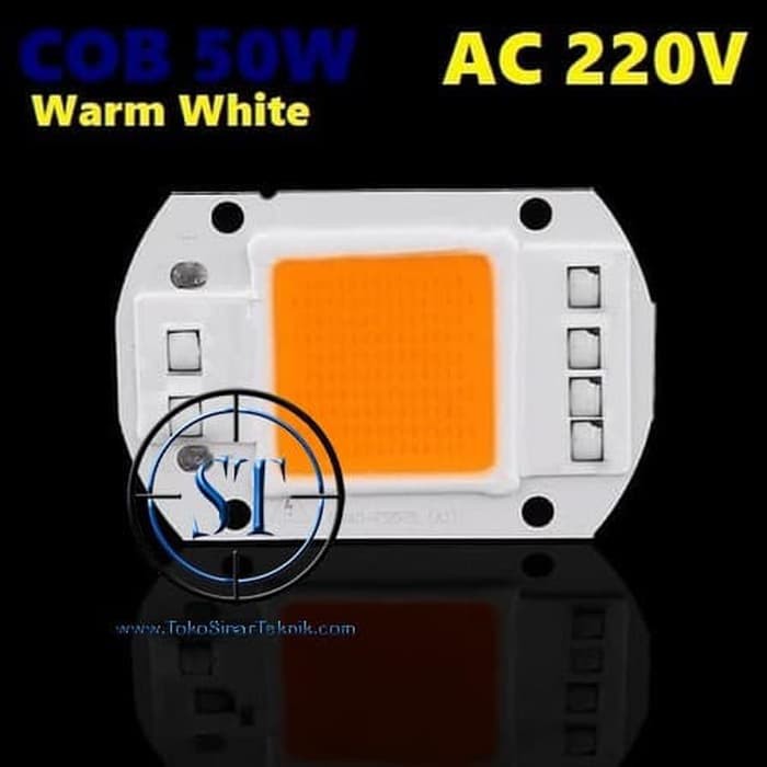 LED COB Warm White 50W Langsung  Input 220V AC Lampu Sorot Lapangan Tembak Kuning Langsung Listrik Tanpa Driver 50 W Kuning Lampu Sorot Tembak
