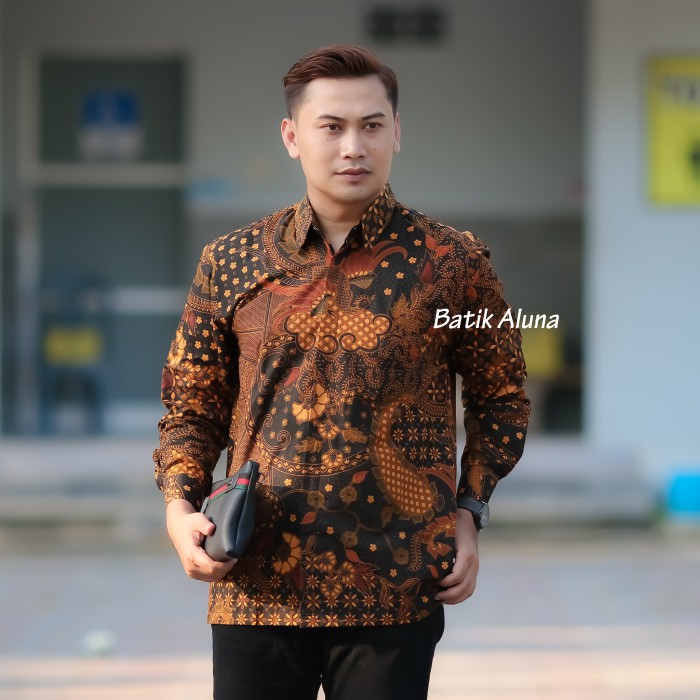 Batik Pria Lengan Panjang Modern Premium Baju Batik Pria Lengan Panjang Modern Limited Edition Original Kemeja Batik Pria lengan Panjang Premium Full Furing Jumbo Reguler Solo Fashion Batik Aluna