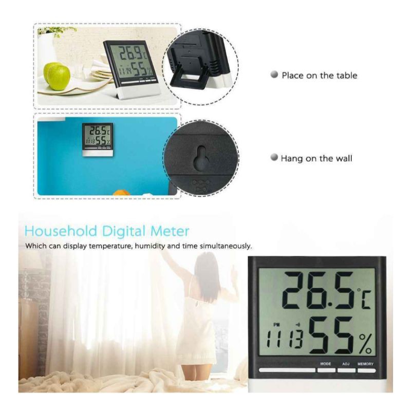 SINOTIMER Jam Alarm LED Weather Station Thermometer CX-318