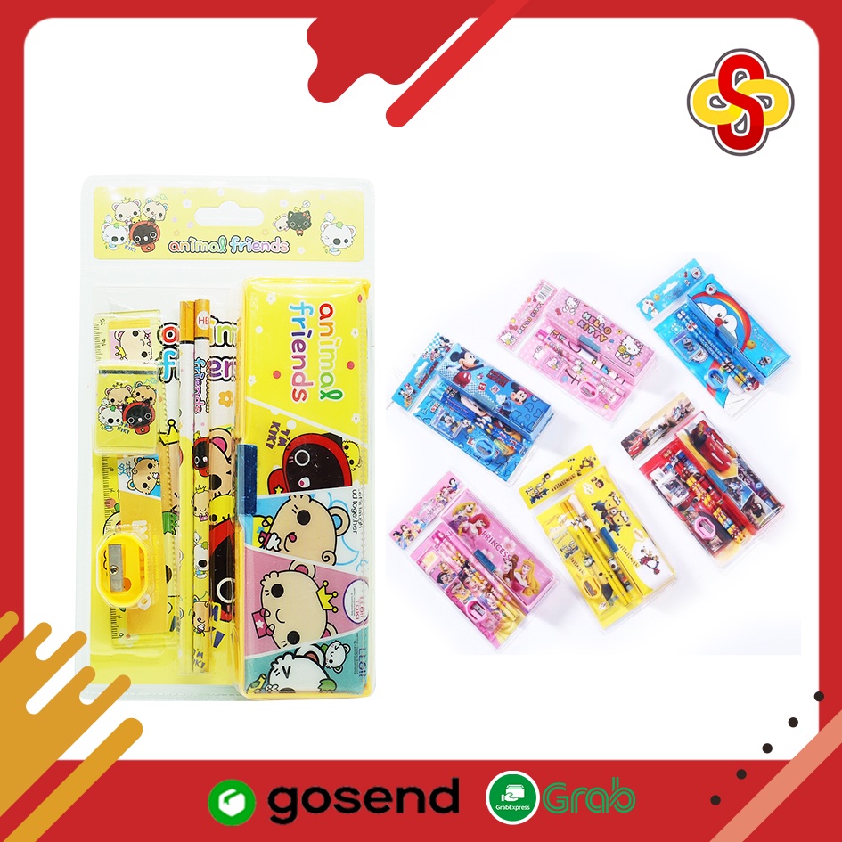 Set Alat Tulis Sekolah Anak 7 in 1 Karakter Stationery Set 1820