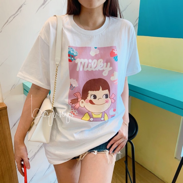 READY STOCK  MILKY PEKO TEE / SHIRT - SWEET LILAC EDITION / KAOS PEKO / TSHIRT PEKO