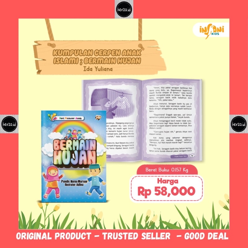 Bermain Hujan / Kumpulan Cerpen Anak - Gema Insani buku cerita cerpen anak islami original