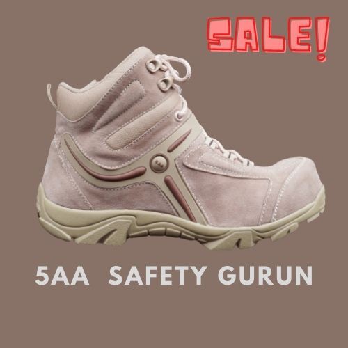 Sepatu Safety Boots 5AA  High USA 6 INCHI Ujung Besi Army Tactical - Cream / Bisa Bayar Di Tempat