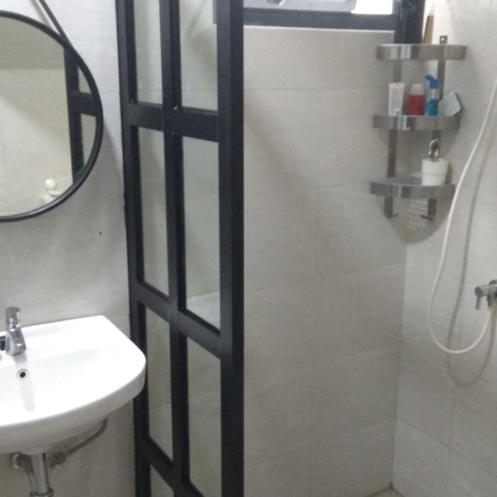 Tiraiku Sekat Kamar Mandi Almunium Pembatas Kaca Mati Shower