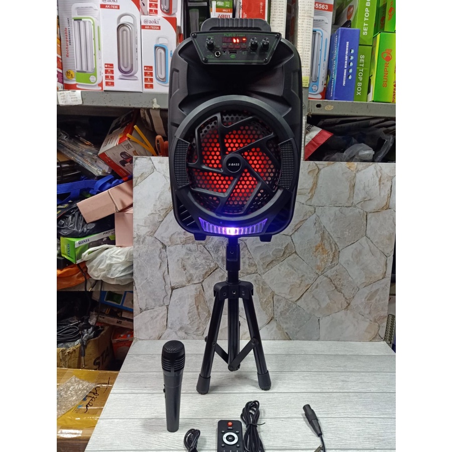 COD SPEAKER BLUETOOTH KARAOKE FLECO 8'5 INCH F 8863 BONUS MIC KARAOKE + STAND SPEAKER//SPEAKER SALON AKTIF//SPEAKER KARAOKE X-BASS//SPEAKER WIRELESS