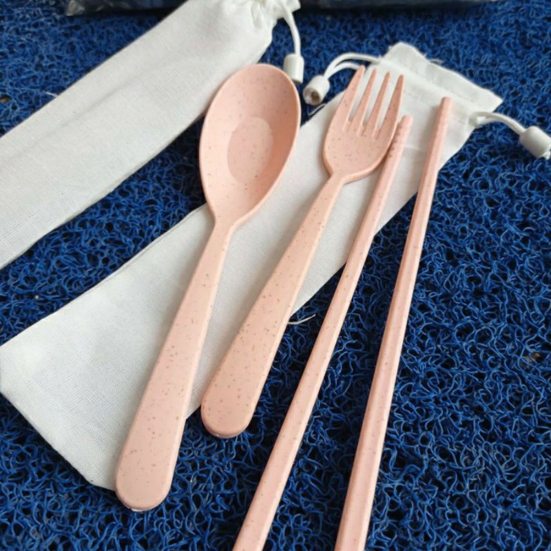 ( KJO ) Sendok Set Jerami Non Pack Sendok Makan sumpit Garpu Jerami