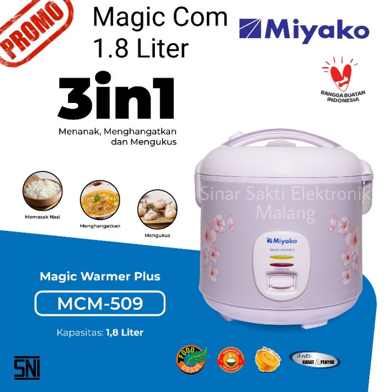 Magic Com Miyako MCM 509 1.8 Liter 1.8LRice Cooker Penghangat dan Penanak Nasi