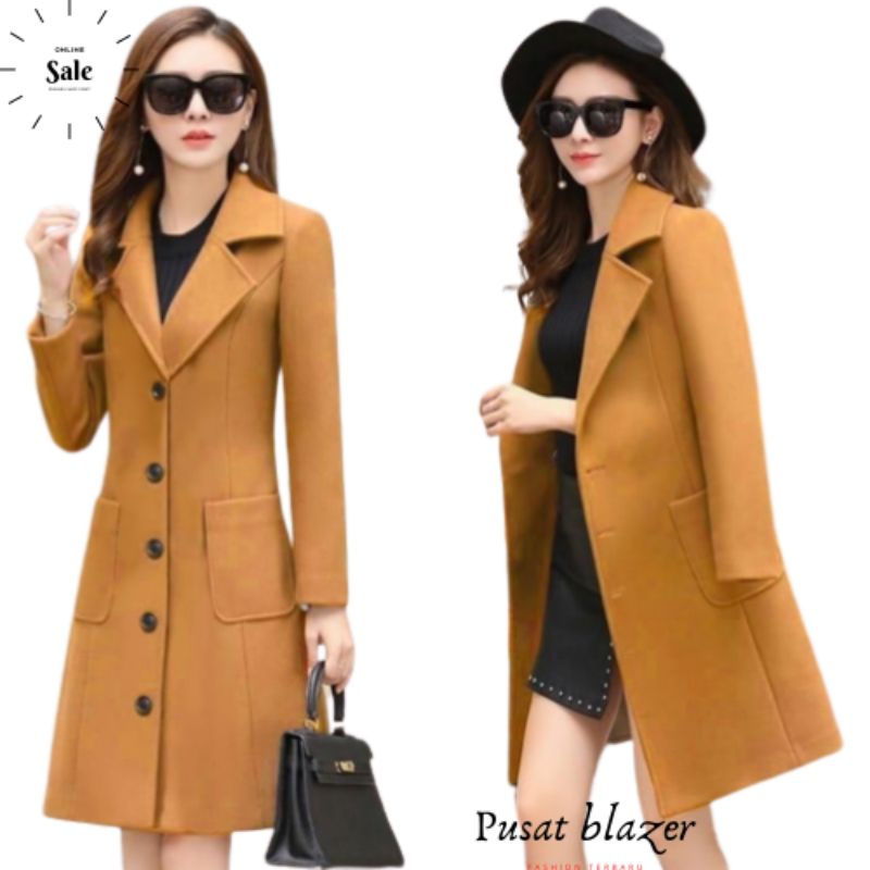 LONG COAT WANITA/ LONG BLAZER COAT/ POCKET LONG COAT/BLAZER PANJANG WANITA