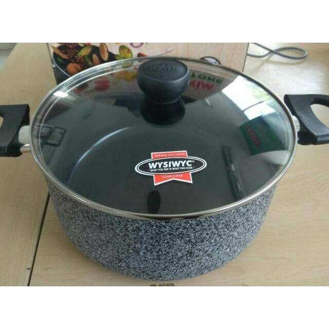 MAXIM NEOSTONE Dutch Oven + Glass Cover Anti Lengket 24 cm - Dutch Oven 24 cm