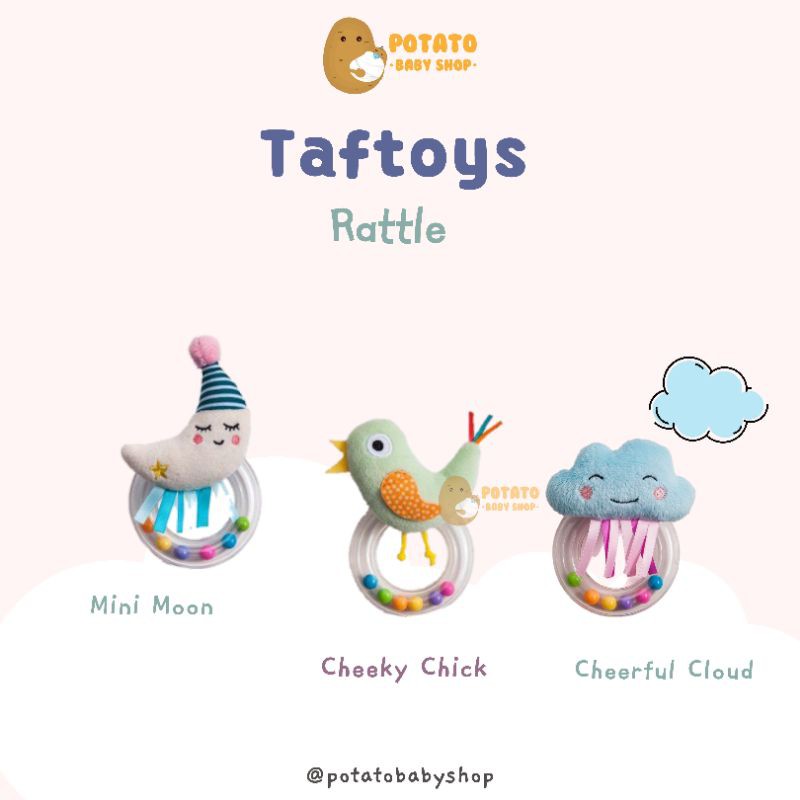 Taf Toys Cheeky Chick - Mini Moon - Cheerful Cloud Rattle - Mainan Rattle Anak Bayi Taftoys