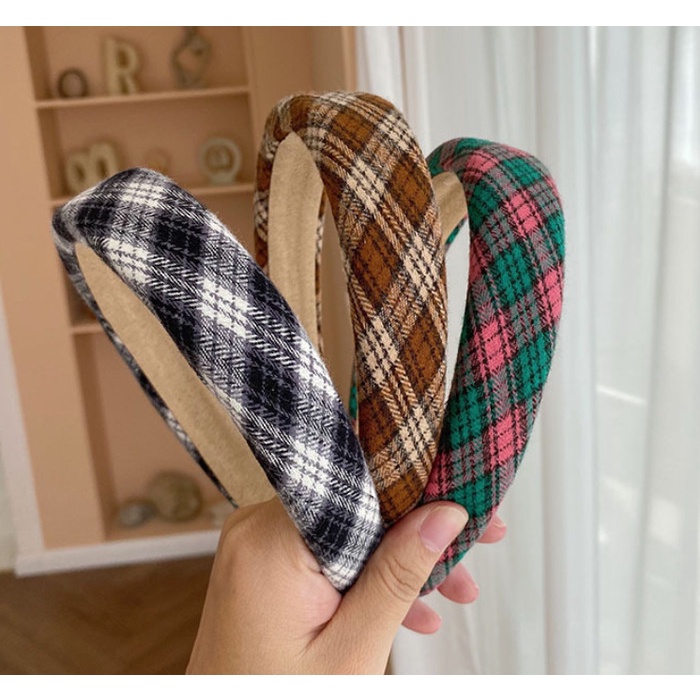 Bando Bandana Korea Wanita / Bando Rata Trendy Tweed Kotak Pierre