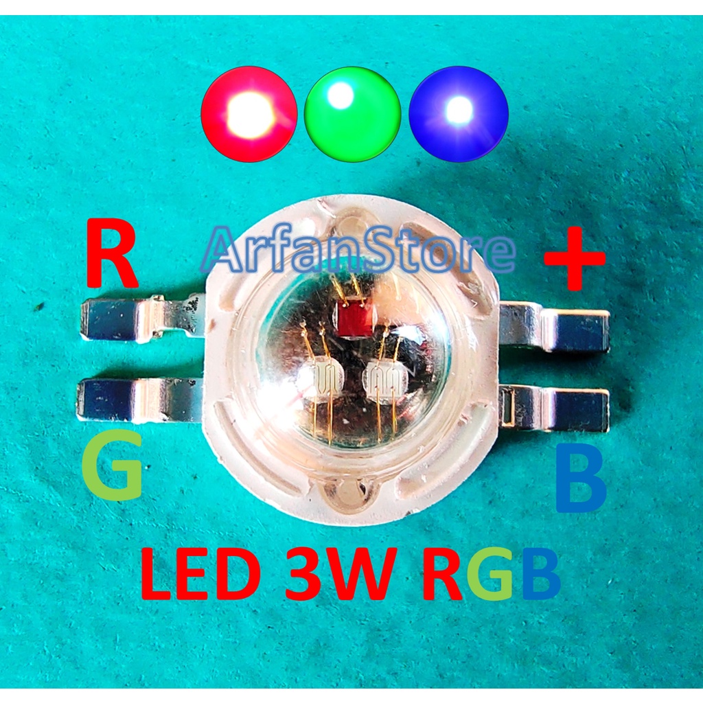 High Power LED HPL 3W RGB RED GREEN BLUE MERAH HIJAU BIRU 460-623NM 3 X 1W 4PIN 6PIN 3 WATT