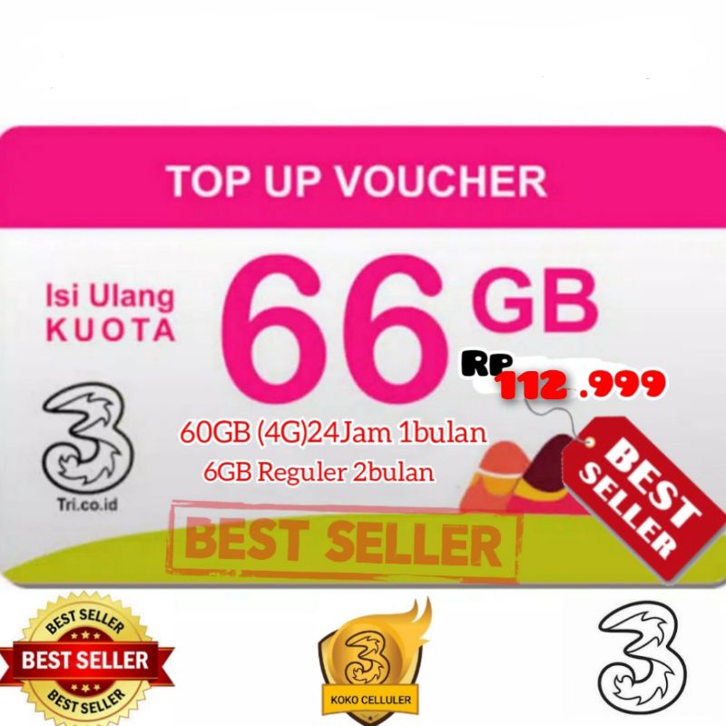 KUOTA 66GB 33GB FULL 24JAM TRI PROMO 66gb 33gb NASIONAL