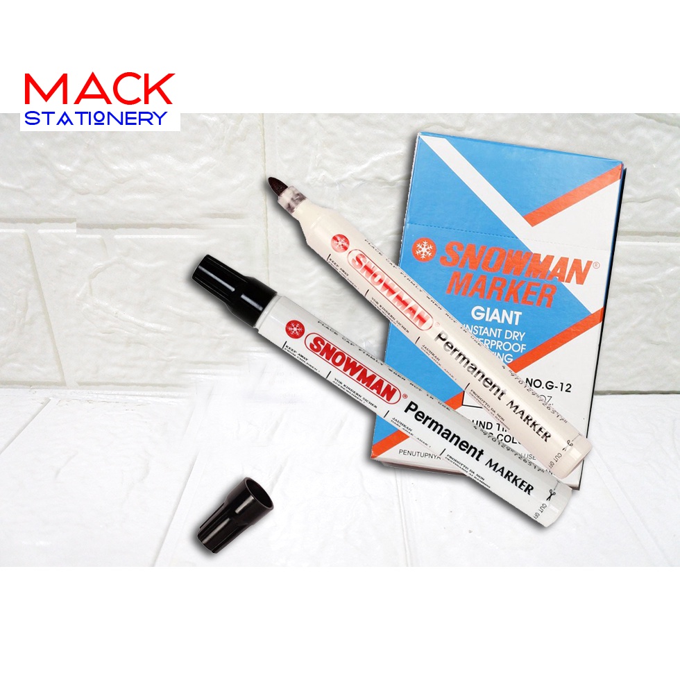 

Spidol SNOWMAN Permanent Marker G 12 Tinta Permanen Hitam Biru