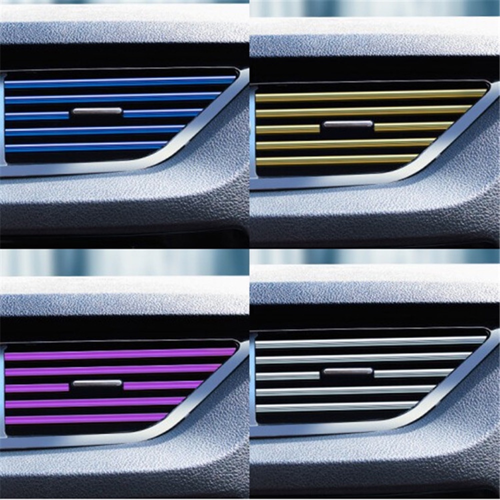 10bijichrome style car molding air vent trim strip Ac outlet grille Dekorasi u shape trim strips Gaya Mobil
