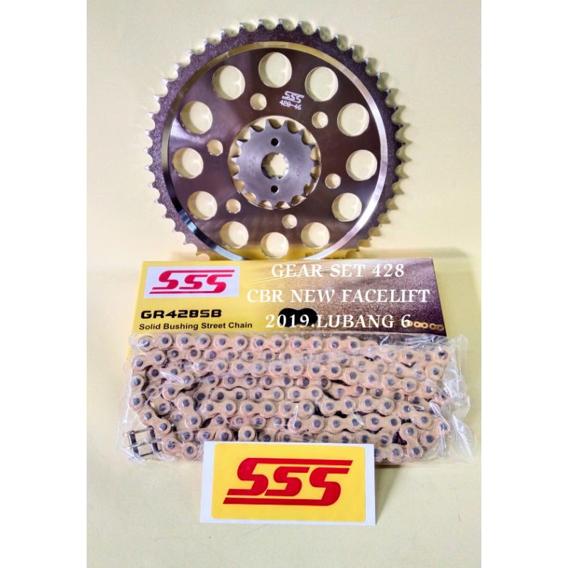 GEAR GIR SET 428 SSS CBR NEW FACELIFT 2019  LUBANG 6/ GEAR 1 SET SSS 428 CBR NEW 2019 LUBANG 6
