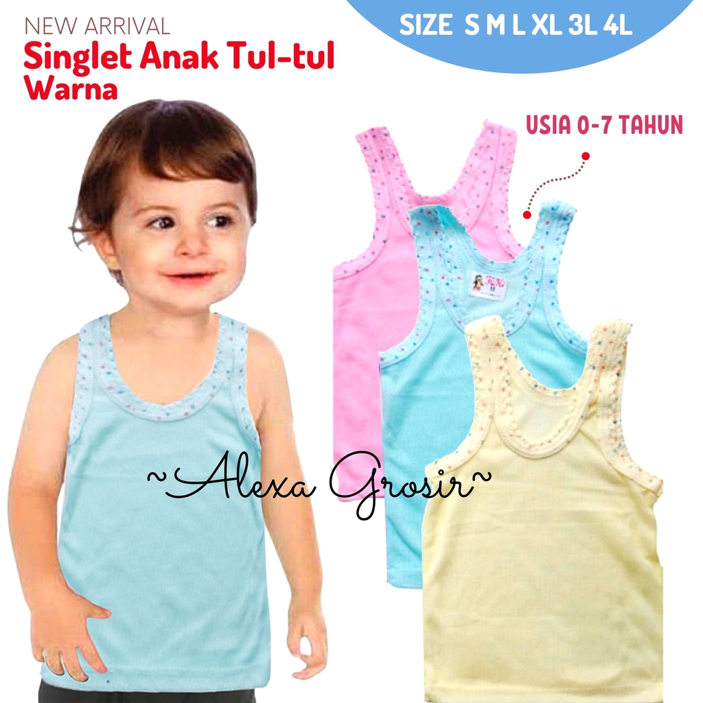 Singlet Anak Balita Size S M L XL 3L 4L/ Kaos Dalam Anak Balita Murah / kaos dalam anak warna kiki.