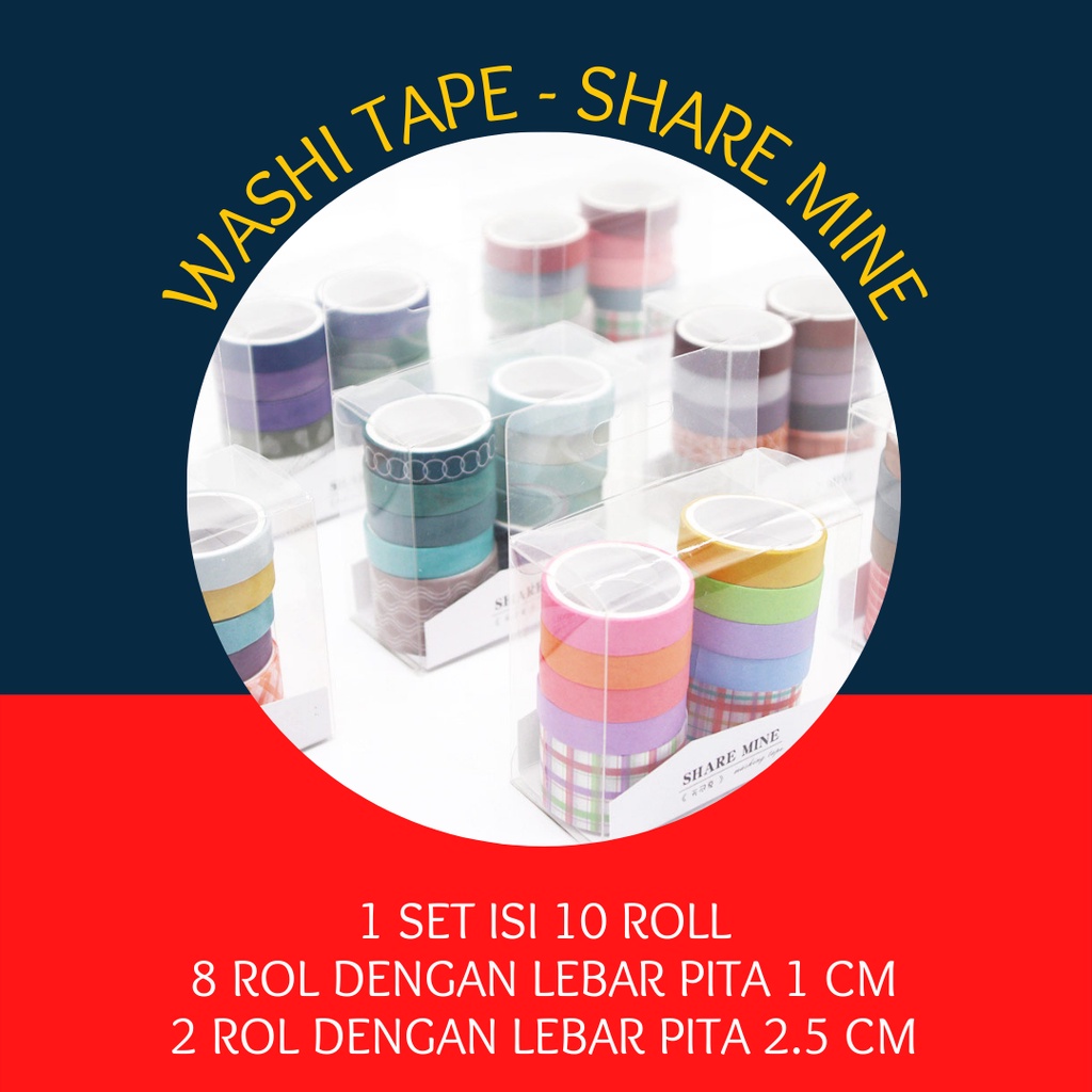 Washi Tape Share Mine set 10 pcs - Masking Tape