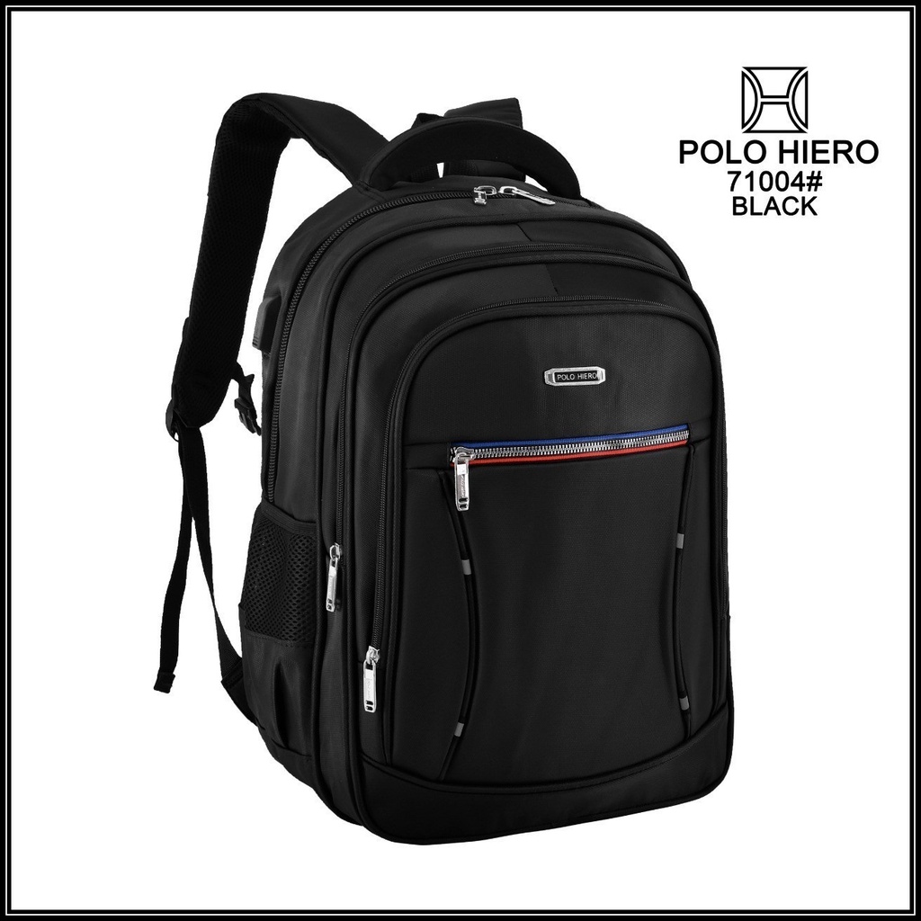 (RF) Tas Ransel Pria Polo Hiero 71004 Tas Sekolah Laptop (Free Extension USB + Rain Cover)