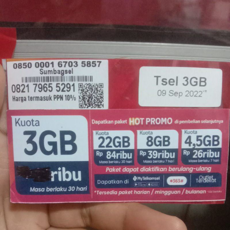 kartu perdana Telkomsel ada paket internet 3GB