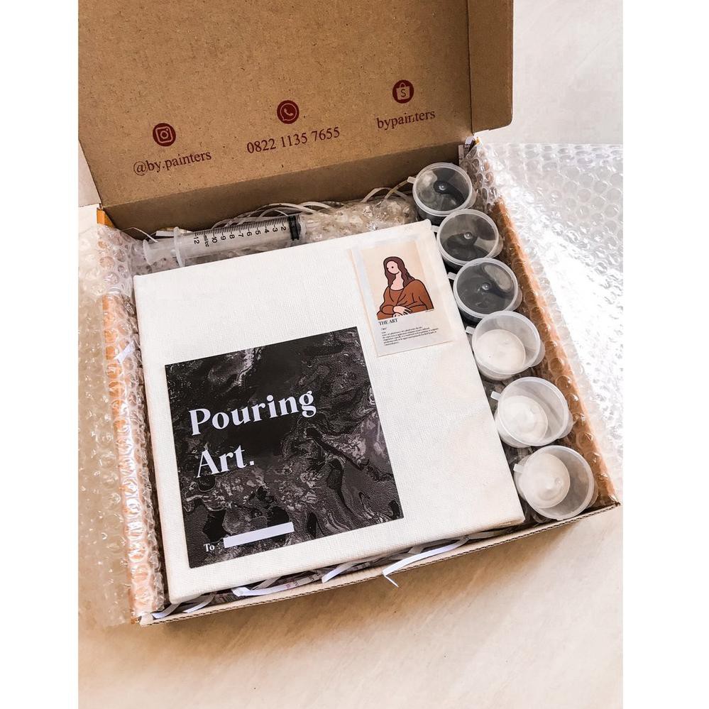 

Acrylic Pouring Kit [MONO] | ByPainters | Painting Set | 20x20cm Kanvas & 6 Akrilik | Kit Melukis (K