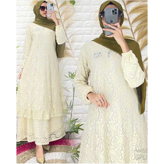 GAMIS MALAYSIA BROKAT REMPEL BAWAH