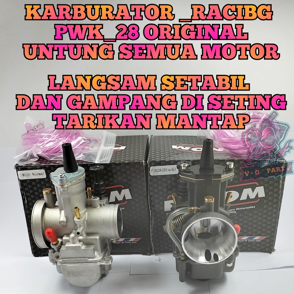 KARBURATOR PWK 28 PANOM ORIGINAL ASLI 100% THILAND KARBU RECING VARIAN HITAM DAN SILVER ORIGINAL ASL