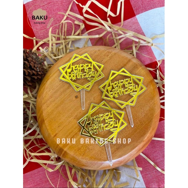 

Cake Topper Gold kecil Happy Birthday kotak