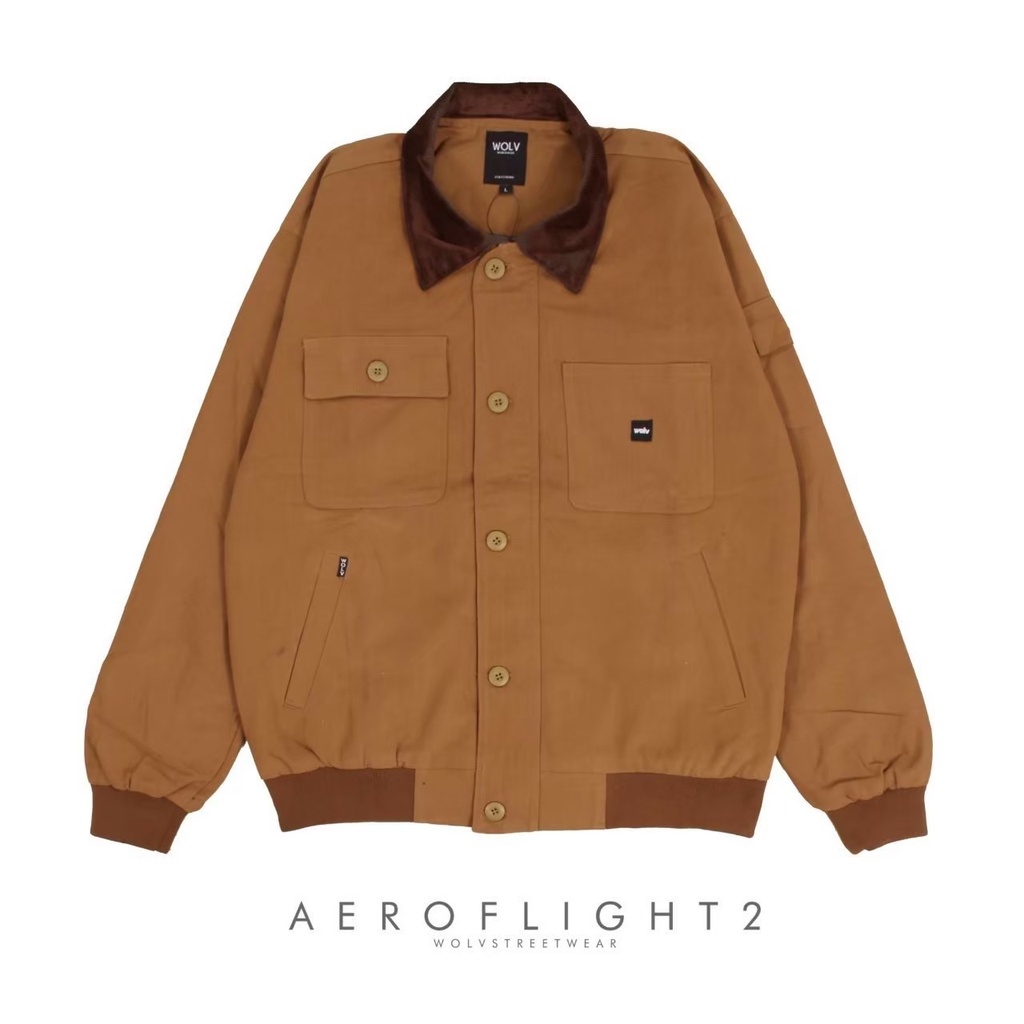 Jaket Flight Corduroy Canvas Original Wolv Pria Jaket Casual Outdoor Canvas Premium Pria Jaket Aero 
