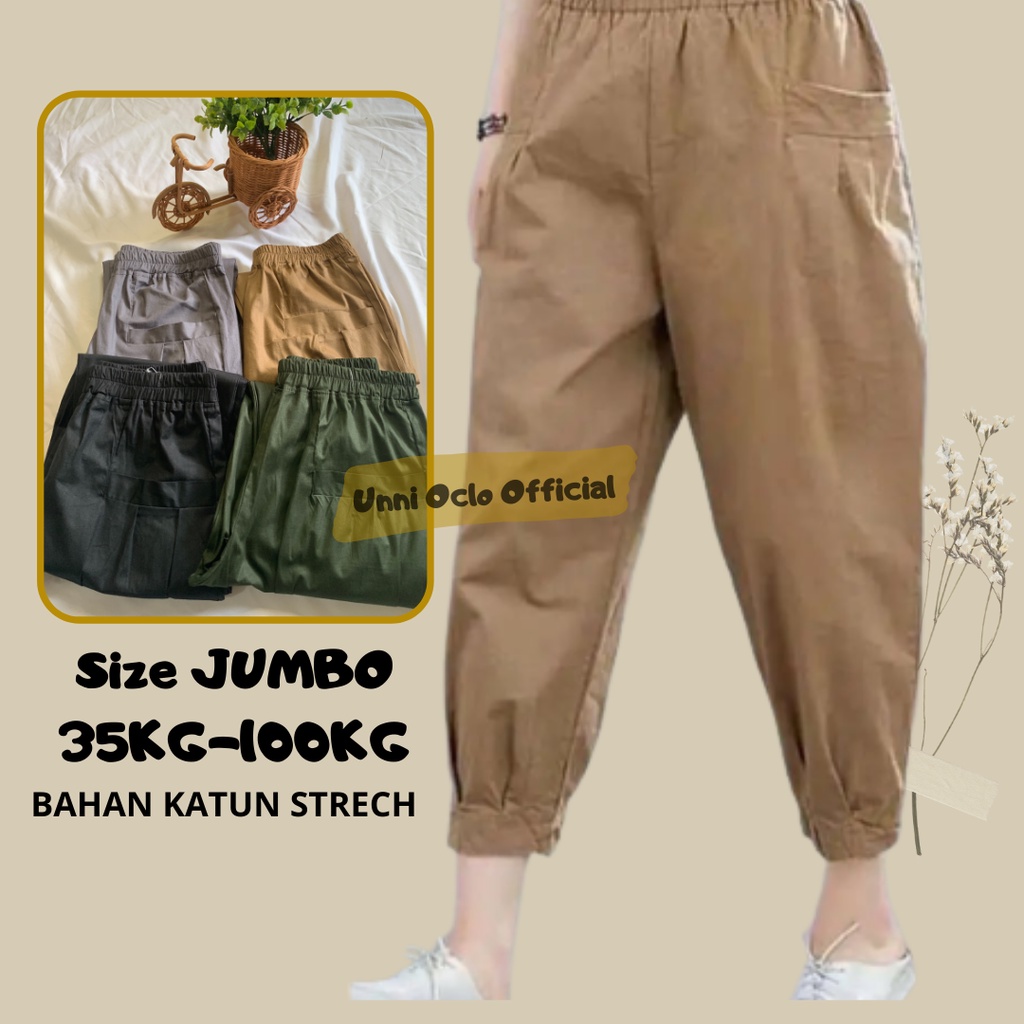 Jumbo Hinata Pants BB 35-100 KG / Celana Panjang Wanita Saku Depan / Baggy Pants Bahan Katun Stretch / Celana Baggy Wanita Murah / Celana Wanita Original Kekinian / Sasha Pants Premium