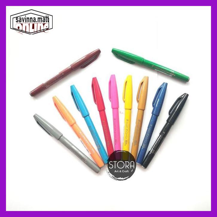 

U0Uo879- Pentel Touch Brush Sign Pen Colouring Kuas Spidol Lettering Set 12 Y7Ry688-