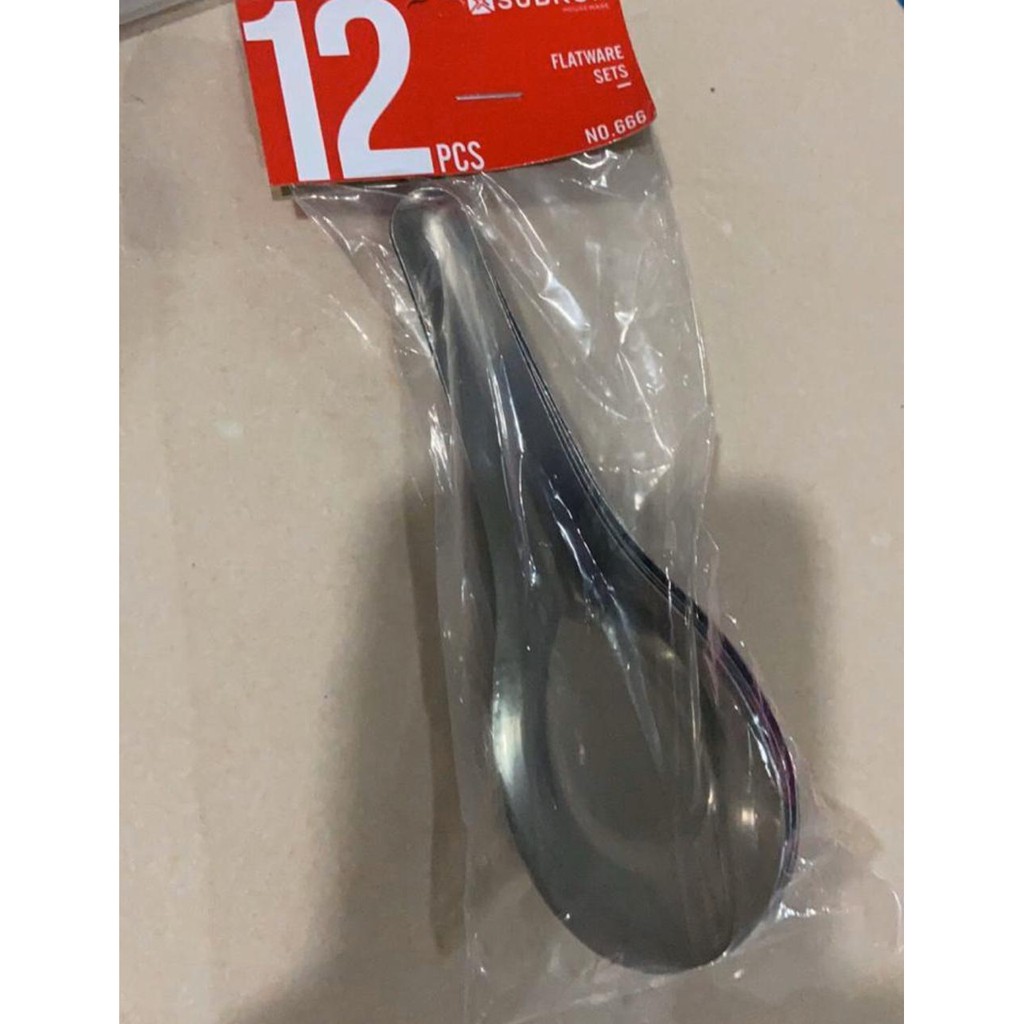 12pcs sendok bebek sendok bubur tipis stainless steel